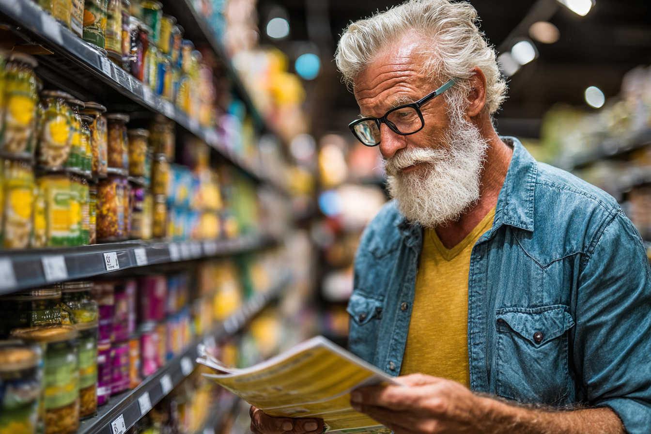 Усмихната възрастна двойка готви здравословна храна